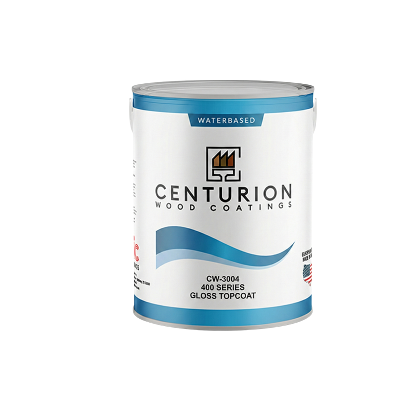 Centurion CW-3004 400 Series gloss clear acrylic topcoat for professional cabinetry and wood finishing.