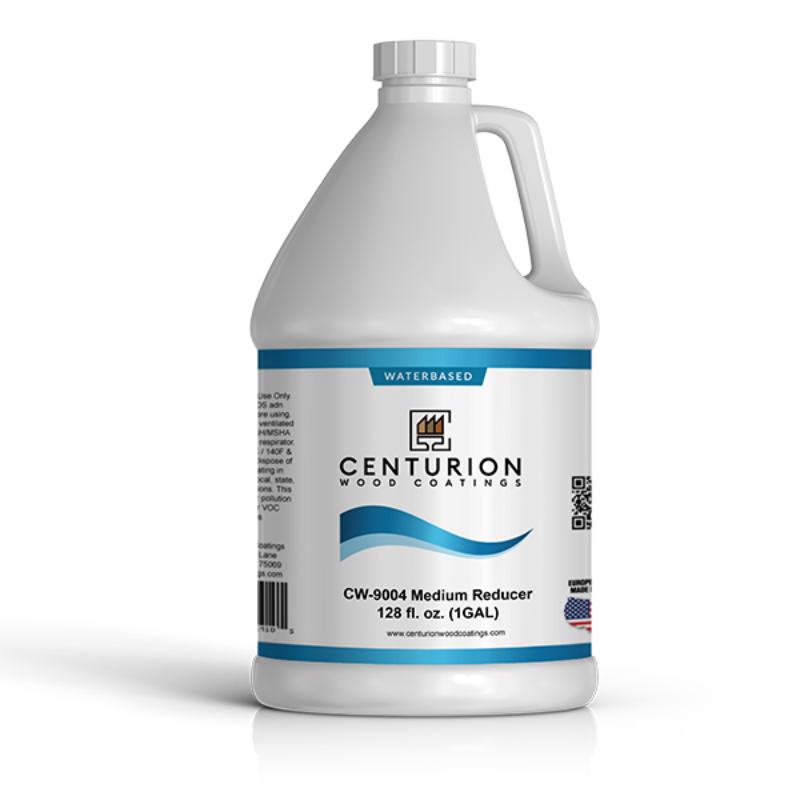 Centurion CW-9004 water-based medium reducer in a 1-gallon container for professional wood coating applications
